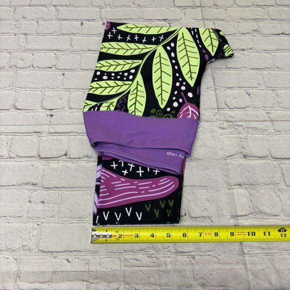 Loony Legs Women Leggings Size XL X-Large Colorful Artsy Floral D044 -9 - Picture 7 of 16